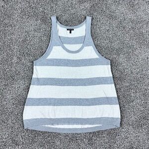 Eileen Fisher Women's Size XL Gray Off White Stripe Sleeveless Knit Top